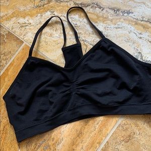 Real black bralette ruched sweetheart/racerback